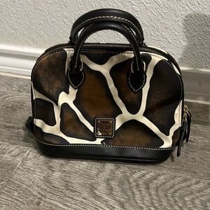 Dooney & Bourke Black and Brown Giraffe Print Bitsy Bag